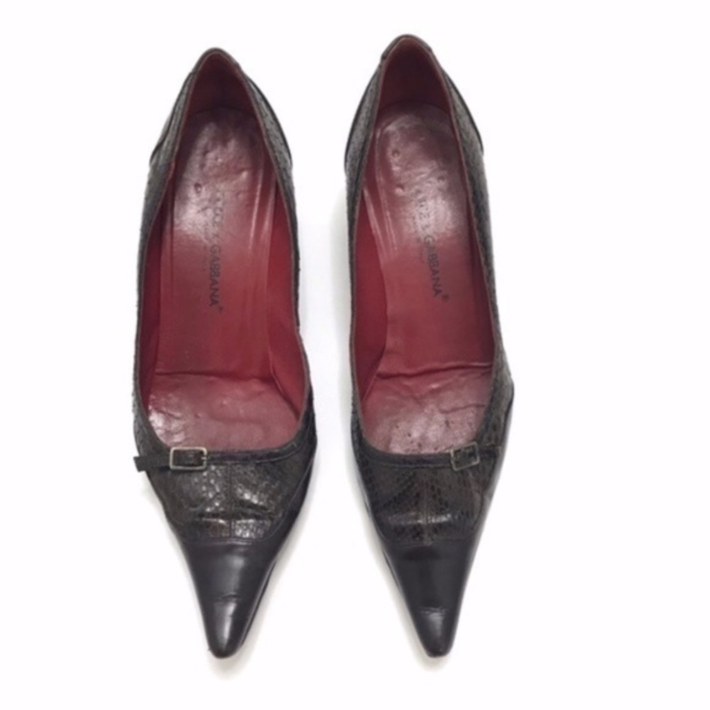 Dolce & Gabbana Kitten Heel Snake Skin Low Heels